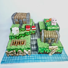 Load image into Gallery viewer, Minecraft village cake
