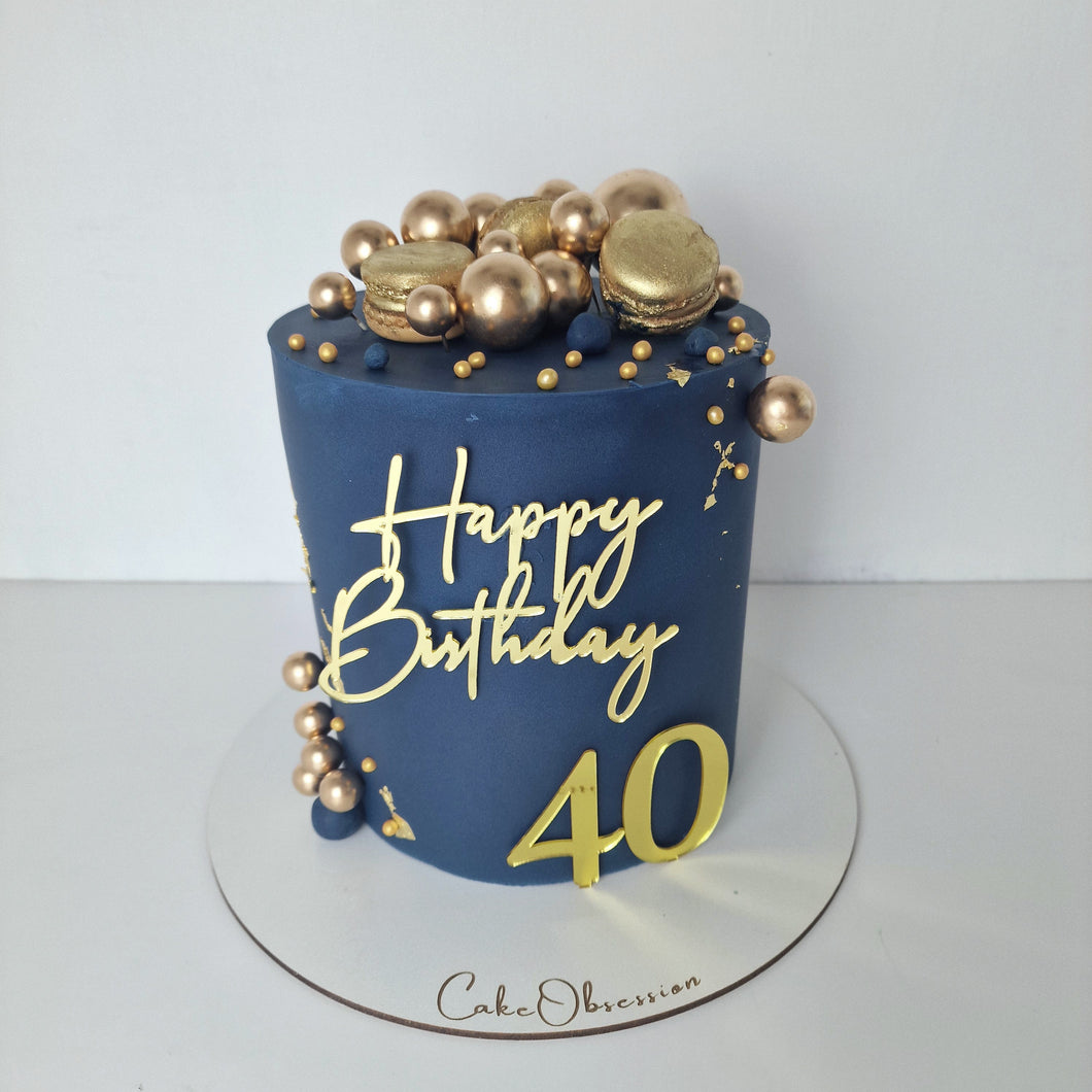 Birthday cake in navy blue